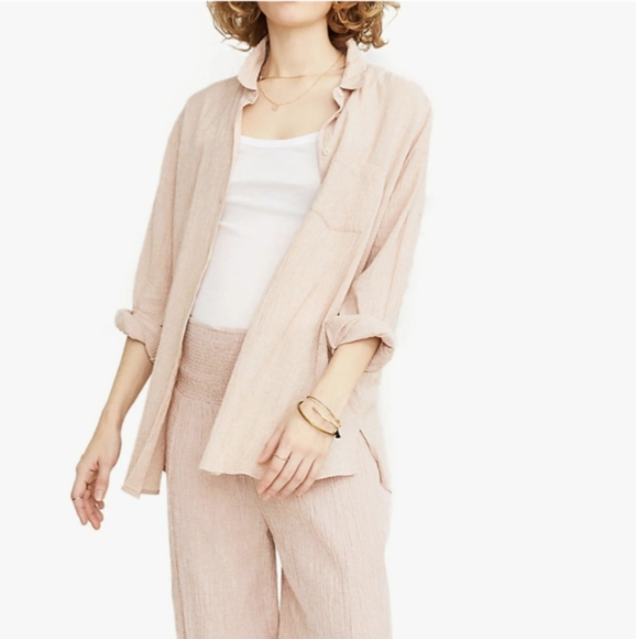 Hatch Maternity Pink Gauze Boyfriend button down - Picture 2 of 3